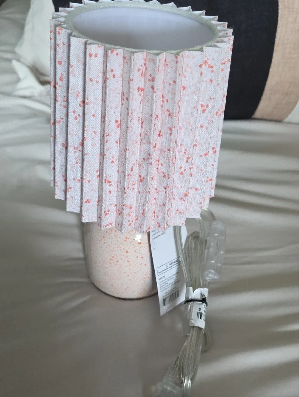 Room Essentials Cream Ceramic Lamp Set Of Two with Peach Speckled Shade